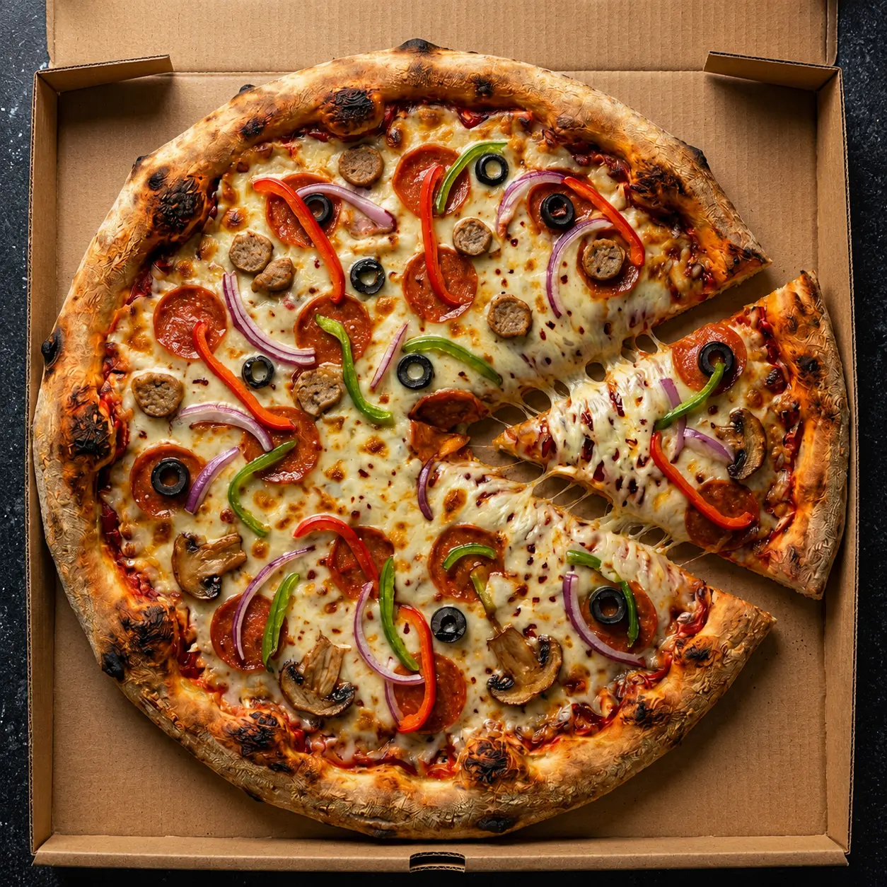 Cheezly Supreme pizza at Cheezly Pizza Canada in Sherwood Park, AB